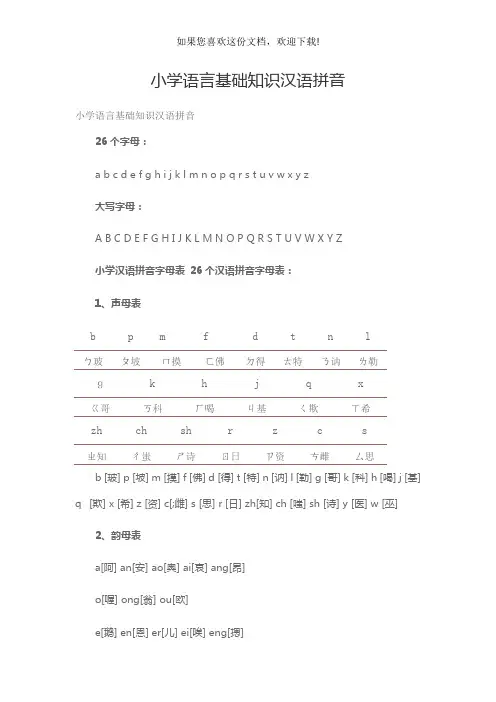 小学语言基础知识汉语拼音