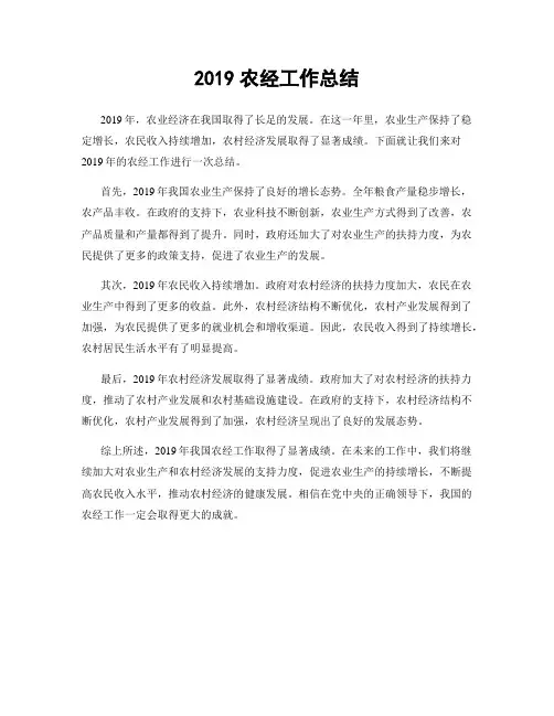 2019农经工作总结