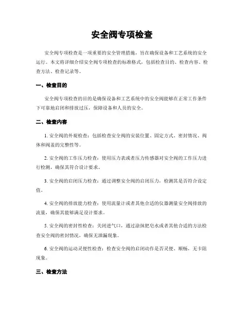 安全阀专项检查