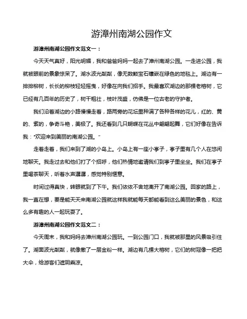 游漳州南湖公园作文