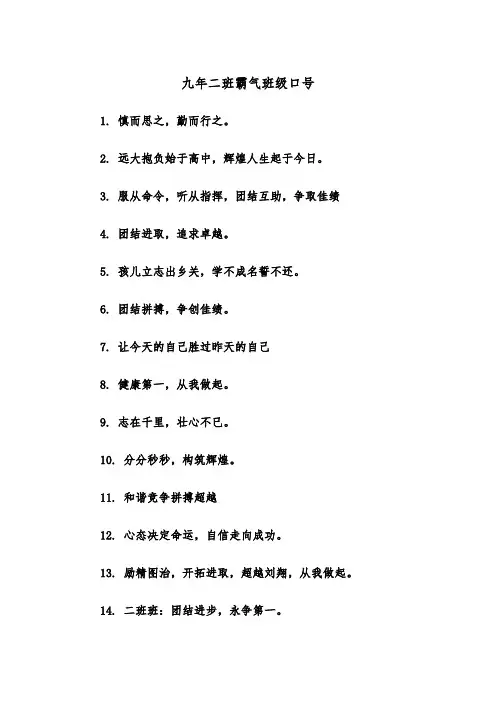 九年二班霸气班级口号（2篇）