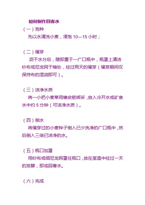 如何制作回春水