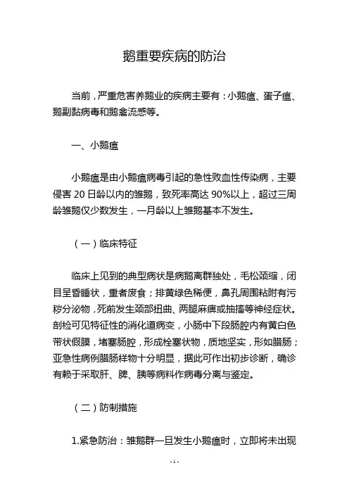 鹅重要疾病的防治