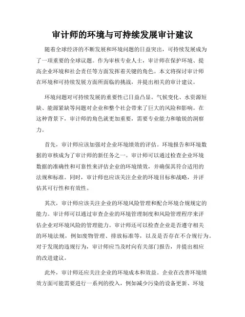 审计师的环境与可持续发展审计建议