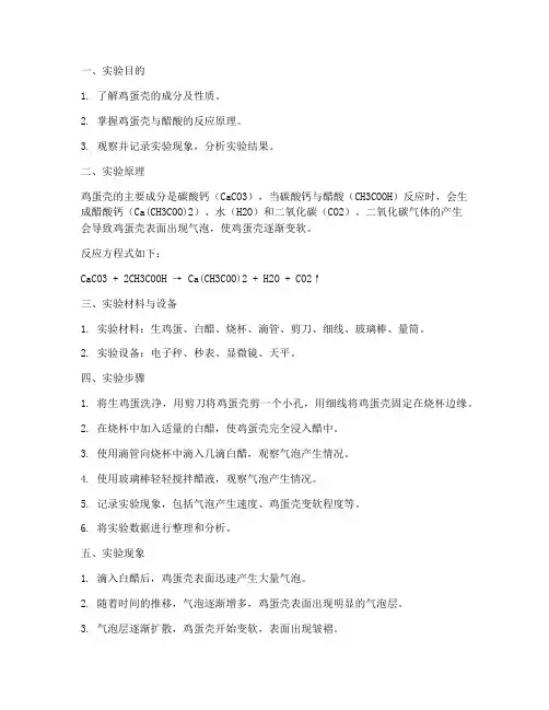 鸡蛋跑白醋实验报告
