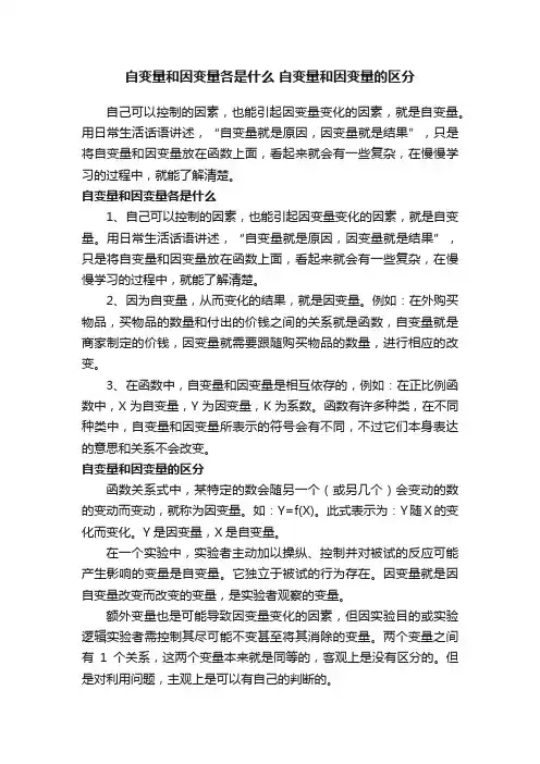 自变量和因变量各是什么自变量和因变量的区分