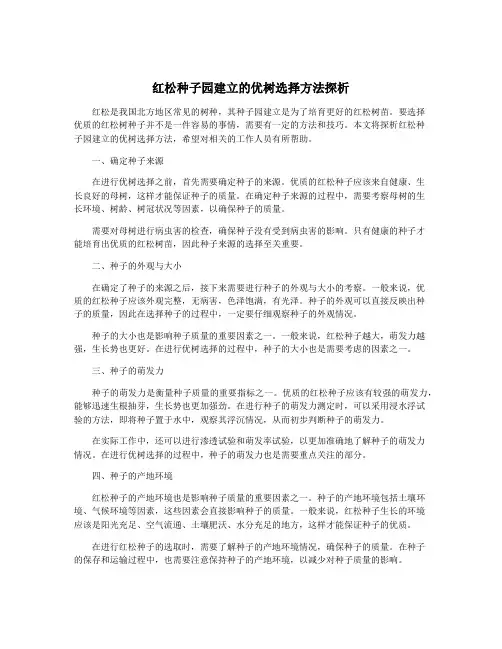 红松种子园建立的优树选择方法探析