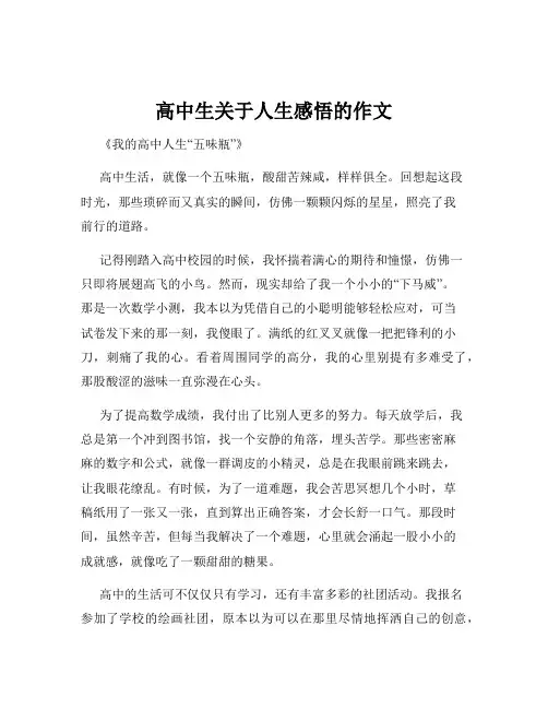 高中生关于人生感悟的作文