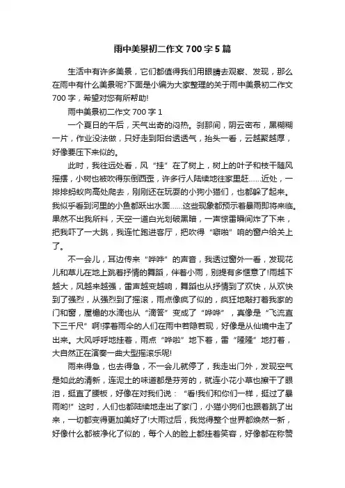 雨中美景初二作文700字5篇