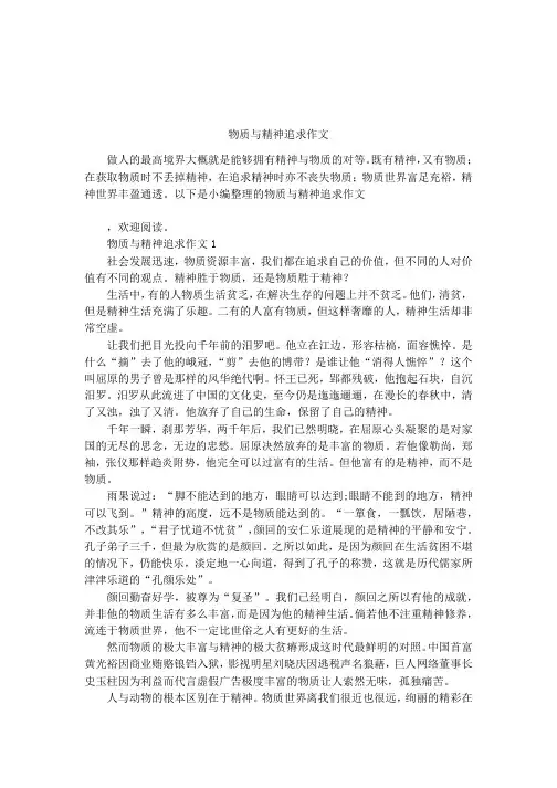 物质与精神追求作文