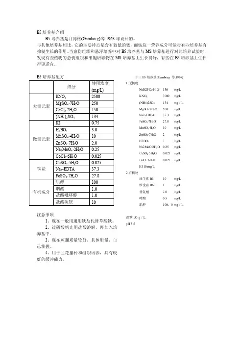 B5培养基介绍