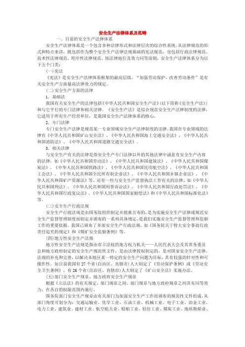 安全生产法律体系及范畴