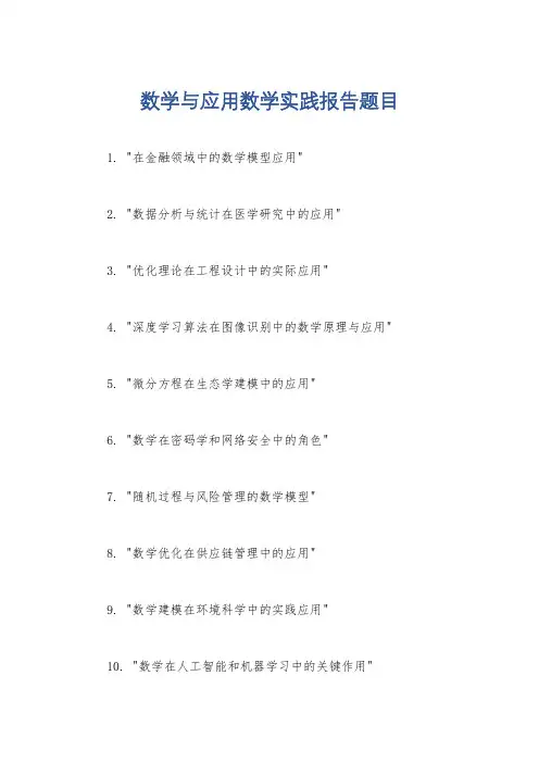 数学与应用数学实践报告题目