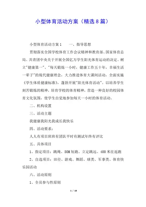 小型体育活动方案(精选8篇)