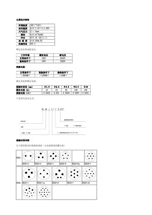 YD系列航空插头尺寸