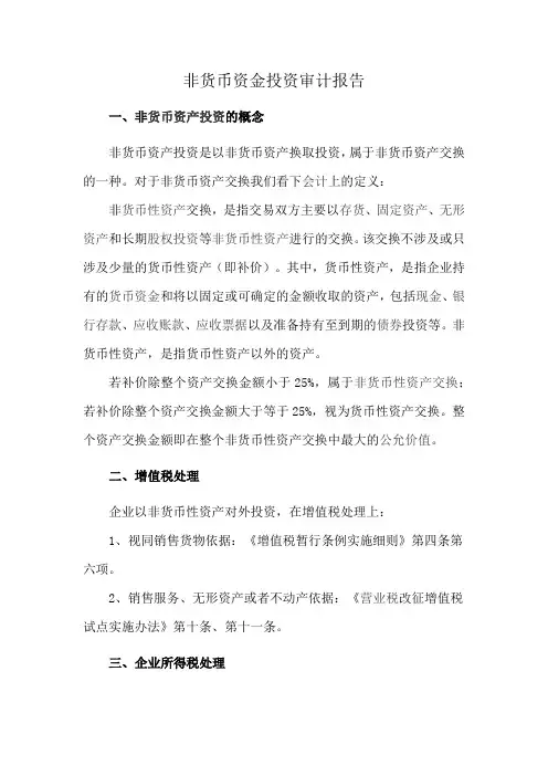 非货币资金投资审计报告