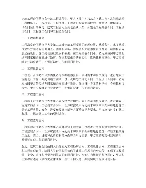 建筑工程合同四大类包括