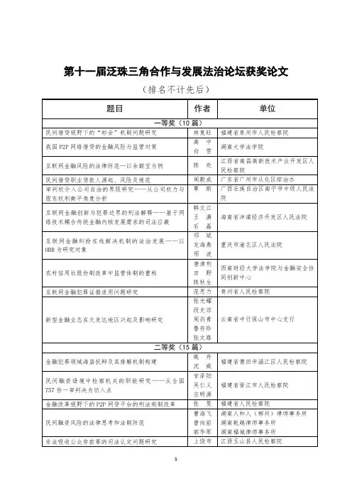 第十一届泛珠三角合作与发展法治论坛公示