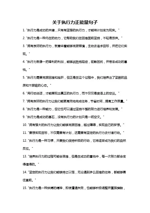关于执行力正能量句子