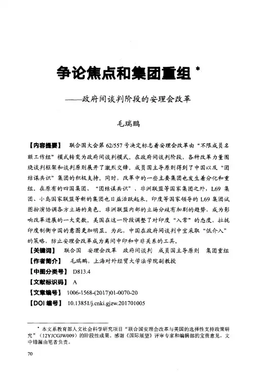 争论焦点和集团重组——政府间谈判阶段的安理会改革
