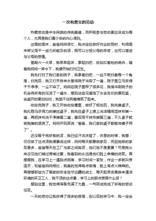 一次有意义的劳动