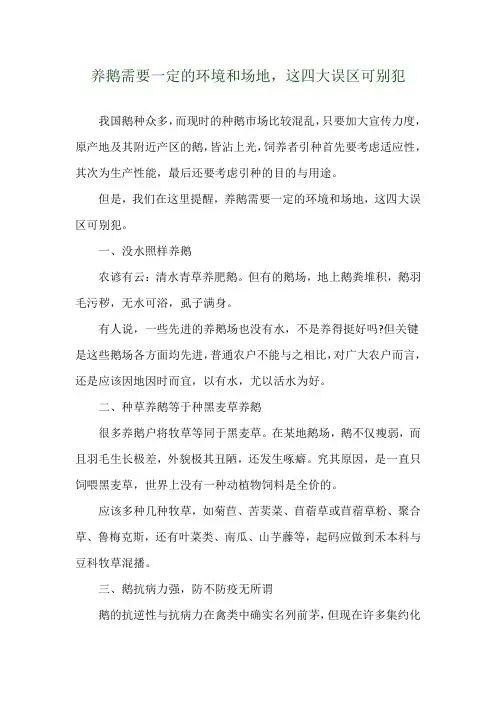 养鹅需要一定的环境和场地,这四大误区可别犯