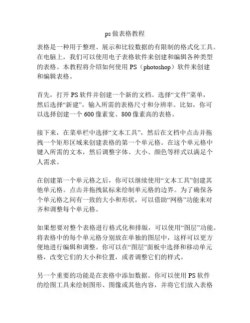 ps做表格教程