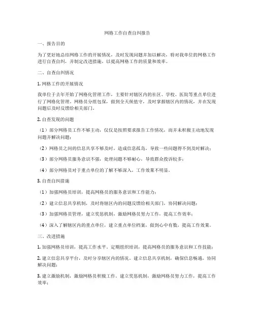 网格工作自查自纠报告