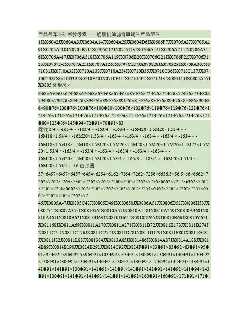 机油格型号表解读