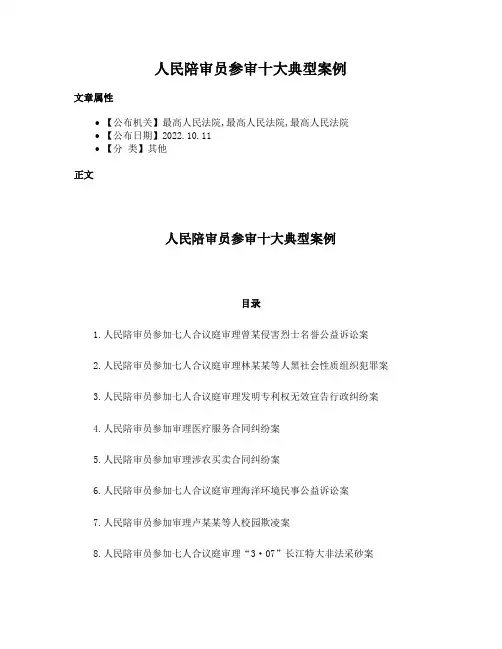 人民陪审员参审十大典型案例