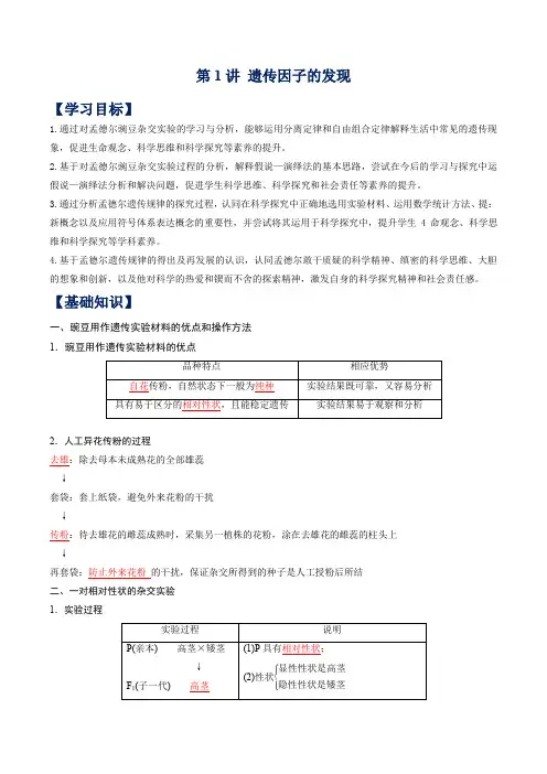 第01讲遗传因子的发现