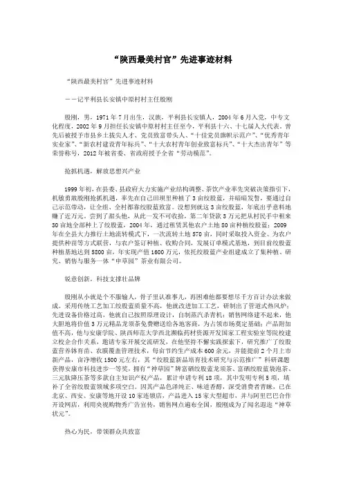 “陕西最美村官”先进事迹材料.doc