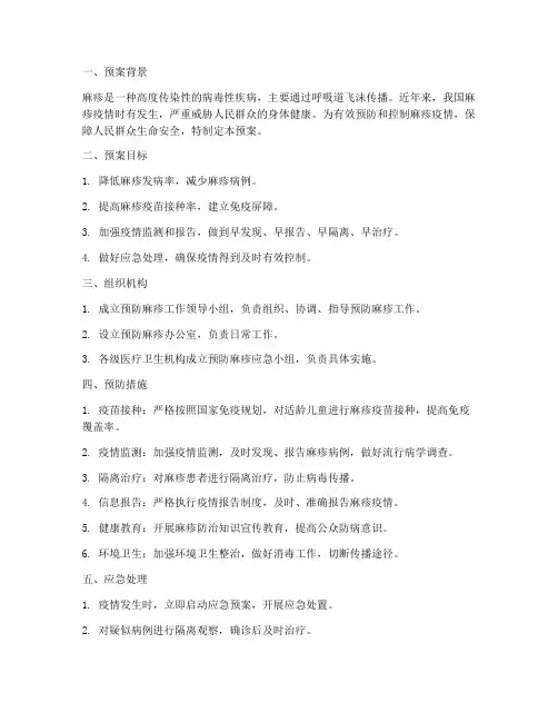 预防麻疹应急预案