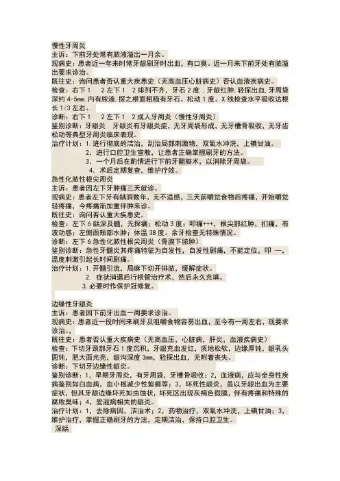 口腔病历书写模板