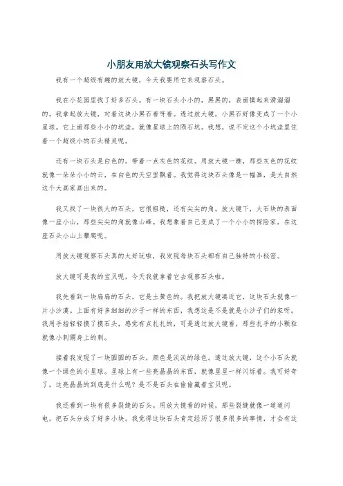 小朋友用放大镜观察石头写作文