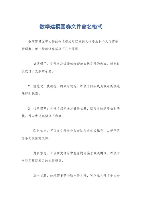 数学建模国赛文件命名格式