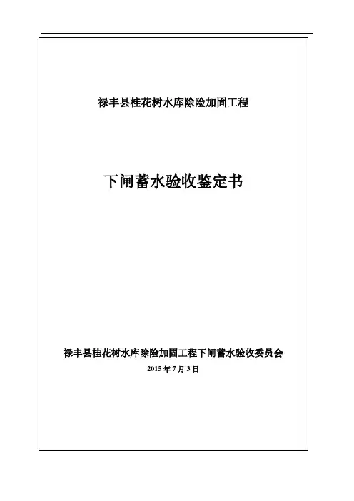某水库蓄水验收鉴定书教材