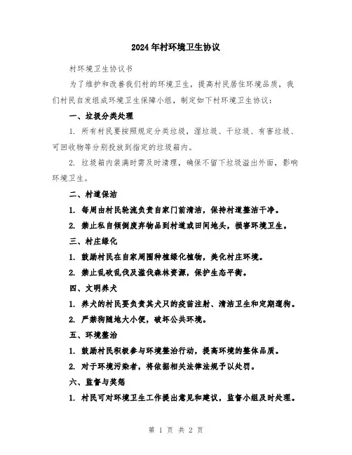 2024年村环境卫生协议
