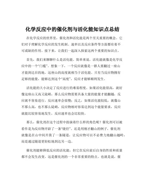 化学反应中的催化剂与活化能知识点总结