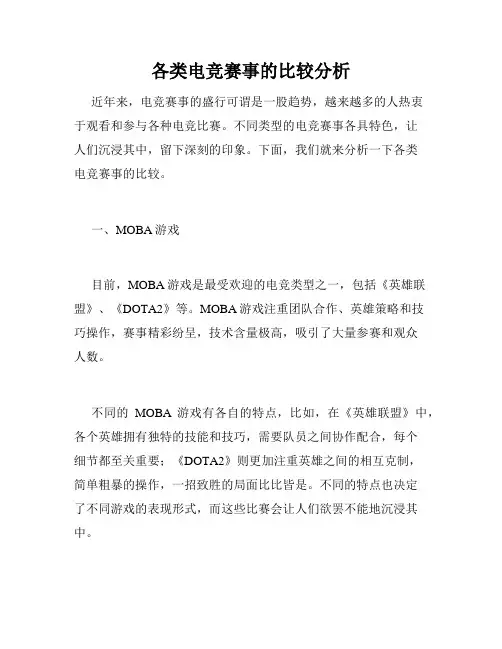 各类电竞赛事的比较分析