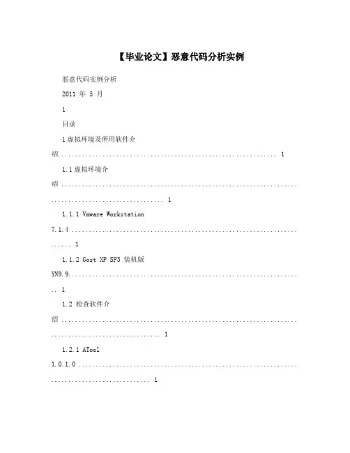 【毕业论文】恶意代码分析实例