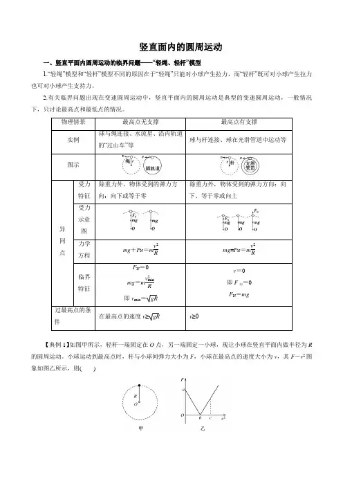 竖直面内的圆周运动(解析版)