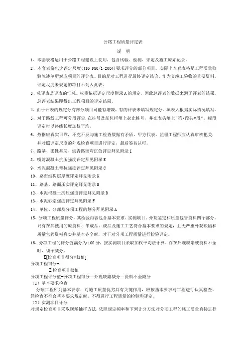 公路工程质量评定资料表格(全套标准表格)