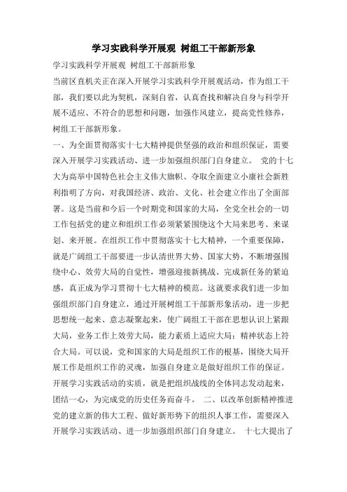 学习实践科学发展观 树组工干部新形象
