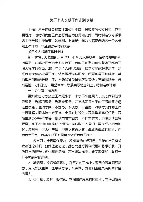 关于个人长期工作计划5篇