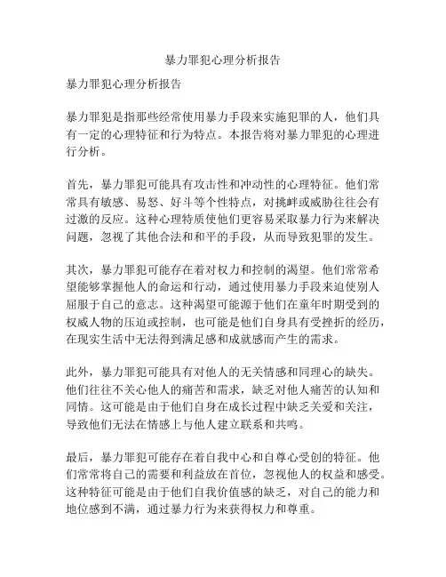 暴力罪犯心理分析报告