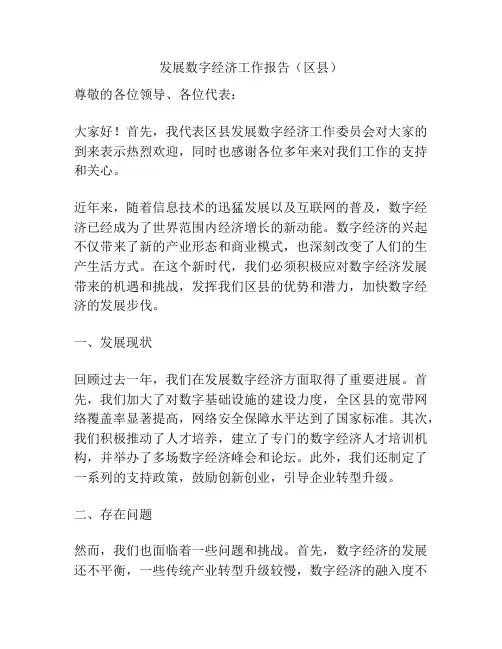 发展数字经济工作报告(区县)