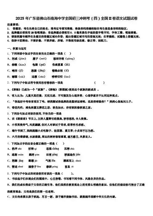 2025年广东省佛山市南海中学全国初三冲刺考(四)全国II卷语文试题试卷含解析