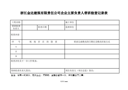 领导带班检查记录表