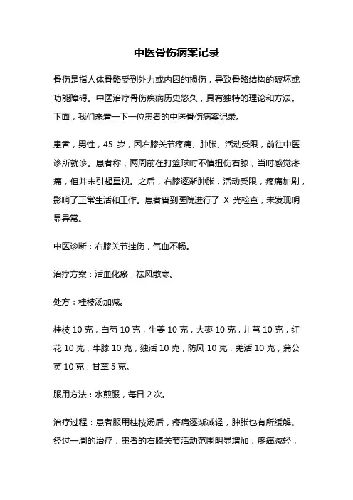 中医骨伤病案记录